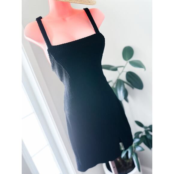Y2k Dreams + Daylight Tease ribbed knit split thigh mini Dress jumper M - Picture 4 of 5